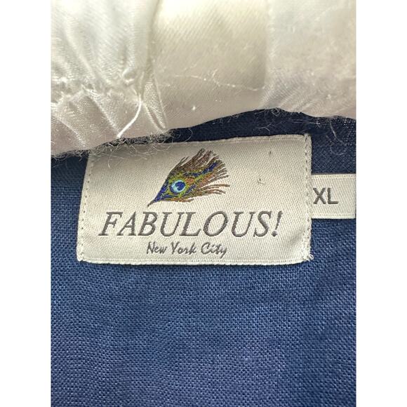 FABULOUS! | 100% Linen Blue Tan Ombre Beach Oversized Button Down Shirt | XL - Picture 5 of 7